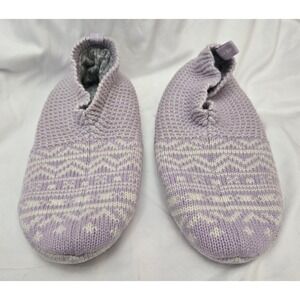 Bombas Diamond Fair Isle Gripper Slipper Lavender Ladies Small Textured Knit